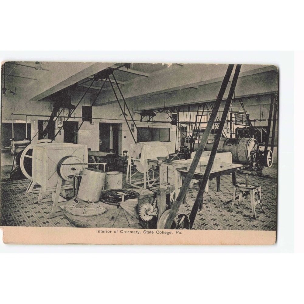 Vintage 1909 Interior of Creamery State College PA Postcard Industrial Dairy VG